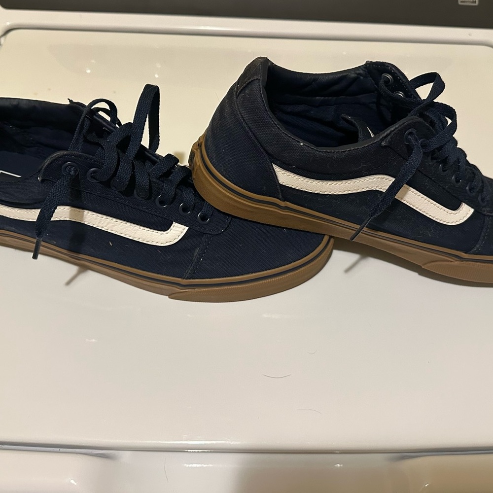 Vans Men's Dark Blue and White Sneakers